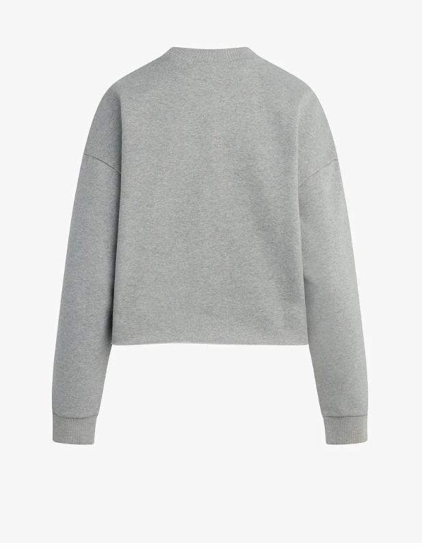 THE CROPPED COLLEGIATE SWEATSHIRT - HEATHER GREY/BURGUNDY