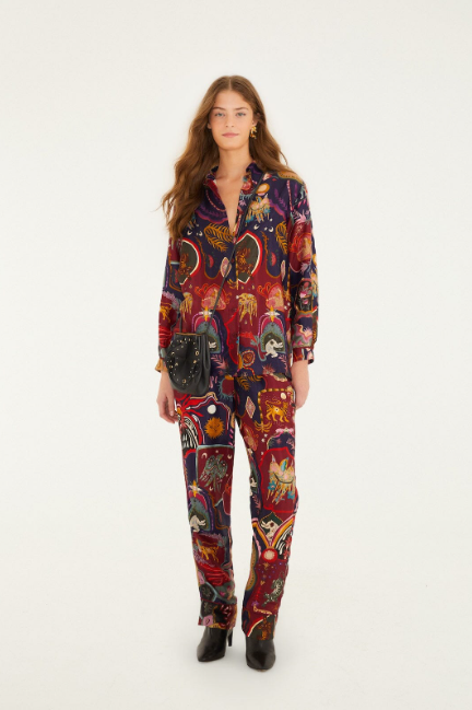 MULTICOLOR ARTSY SURREAL LAND LENZING MICROVERO VISCOSE SHIRT