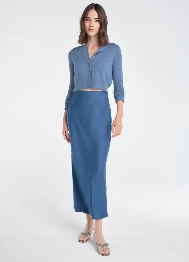 THE CROPPED REBECCA CARDIGAN - RIVER BLUE