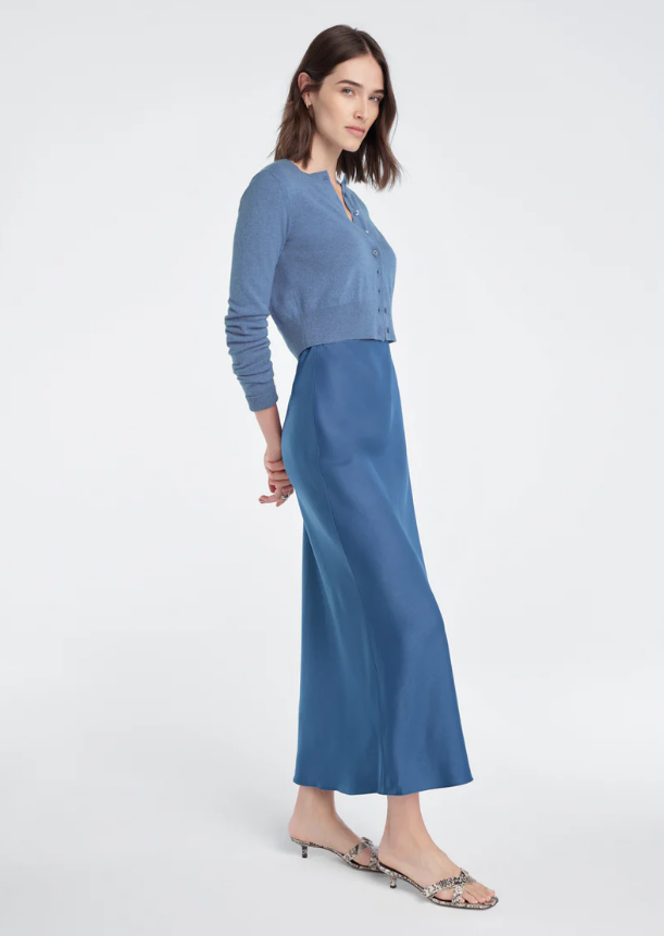 THE CROPPED REBECCA CARDIGAN - RIVER BLUE