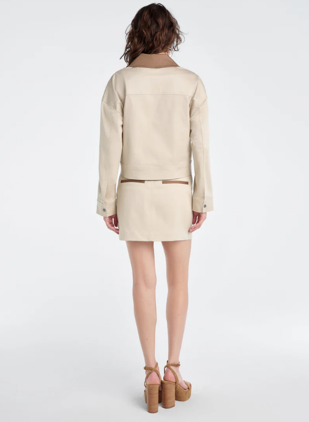 THE MONICA JACKET - BEIGE W/ KHAKI CONTRAST