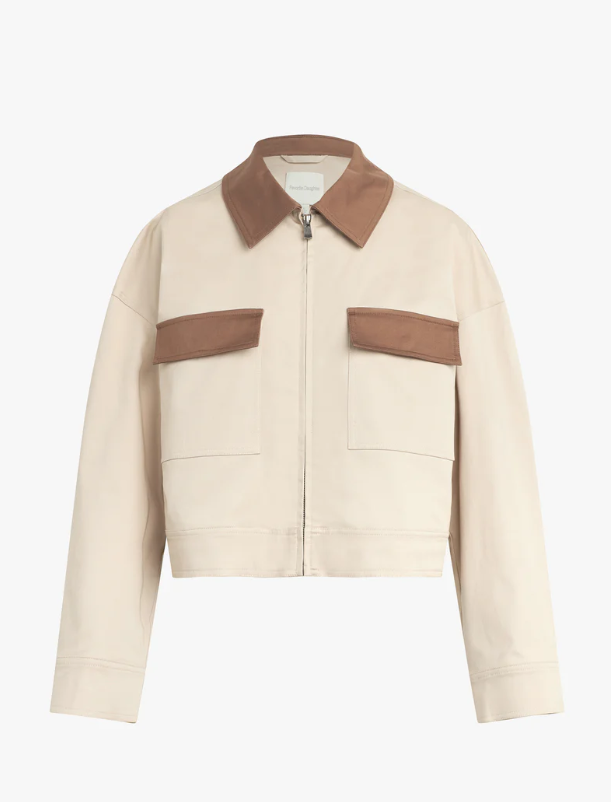 THE MONICA JACKET - BEIGE W/ KHAKI CONTRAST