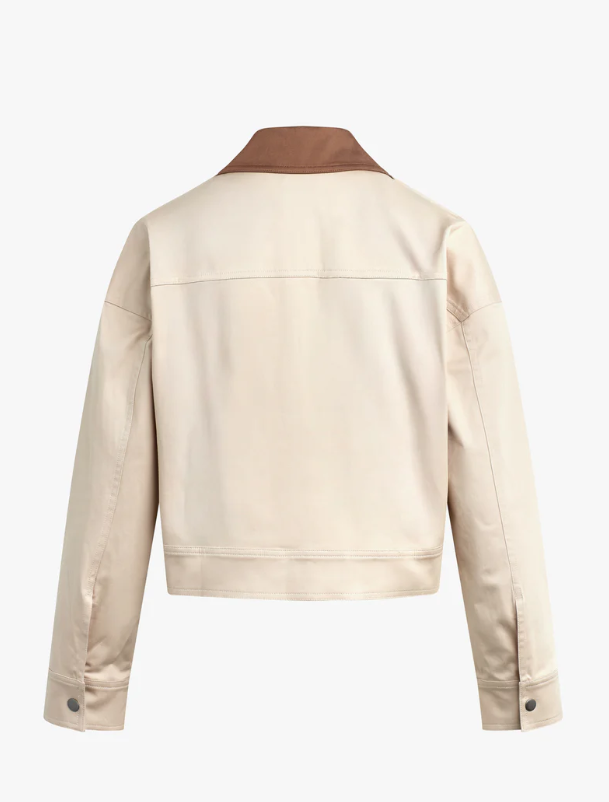 THE MONICA JACKET - BEIGE W/ KHAKI CONTRAST