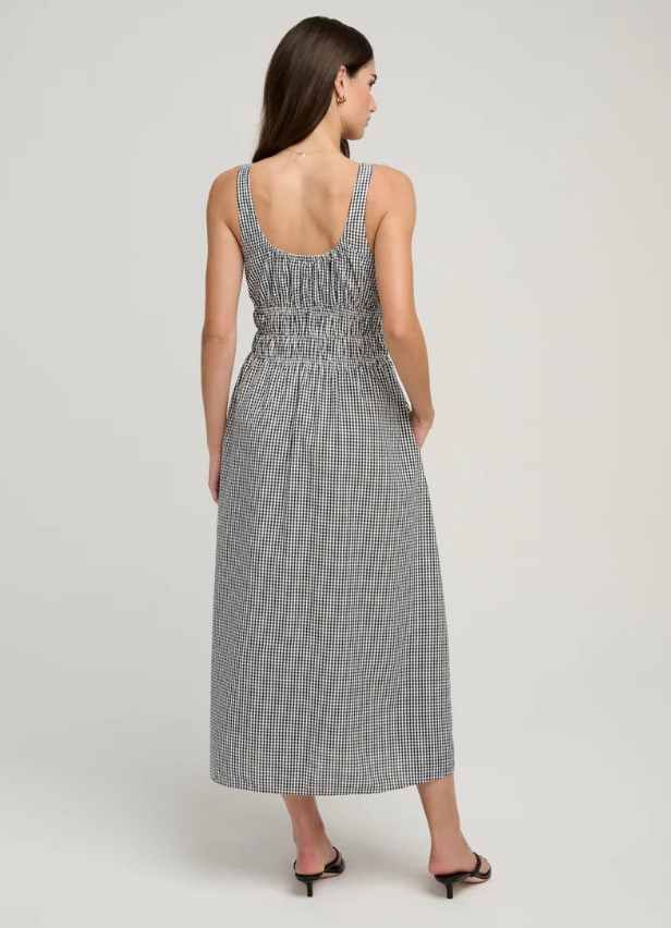 THE SLEEVELESS SWOON DRESS - NAVY/WHITE