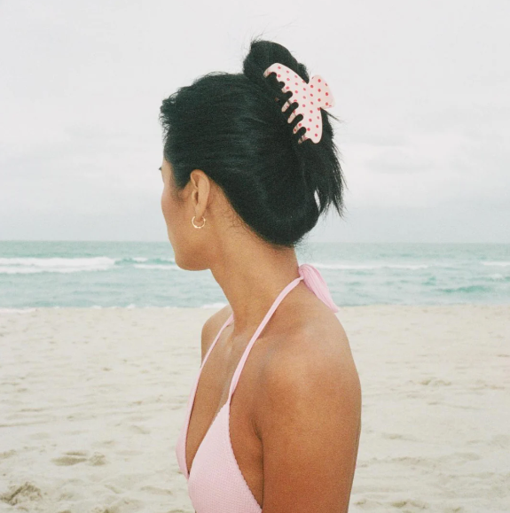 BIG EFFING CLIP IN BLUSH POLKA DOT