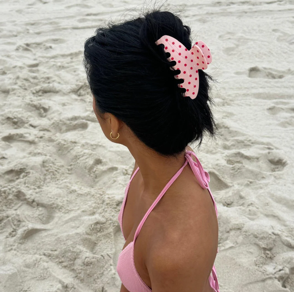 BIG EFFING CLIP IN BLUSH POLKA DOT
