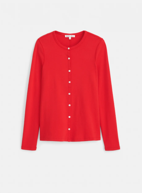 SCOUT CARDIGAN IN COTTON RIB - TOMATO