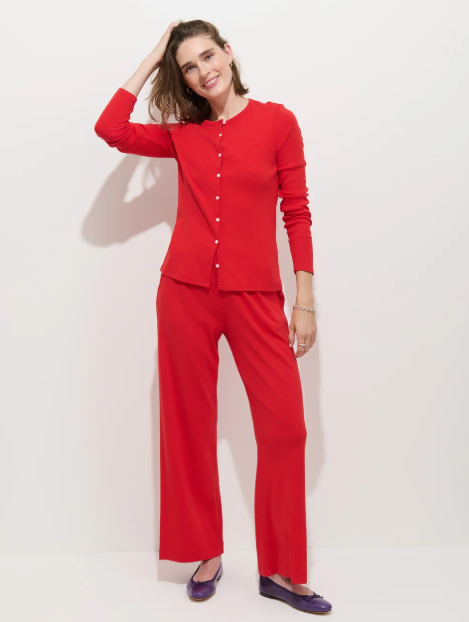 SCOUT CARDIGAN IN COTTON RIB - TOMATO