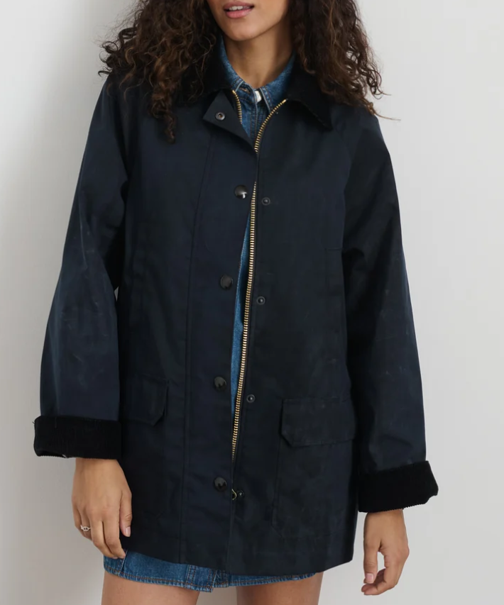 CHILTERN STREET JACKET IN WAXED COTTON - NAVY