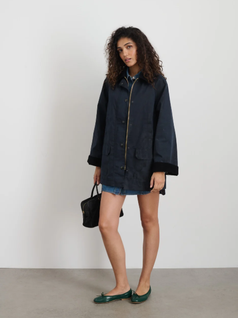 CHILTERN STREET JACKET IN WAXED COTTON - NAVY