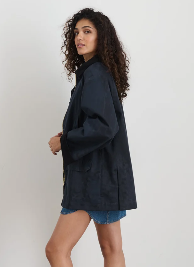 CHILTERN STREET JACKET IN WAXED COTTON - NAVY