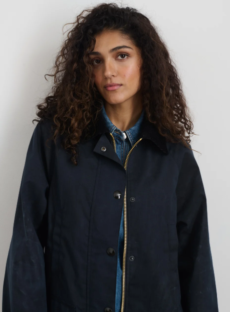CHILTERN STREET JACKET IN WAXED COTTON - NAVY