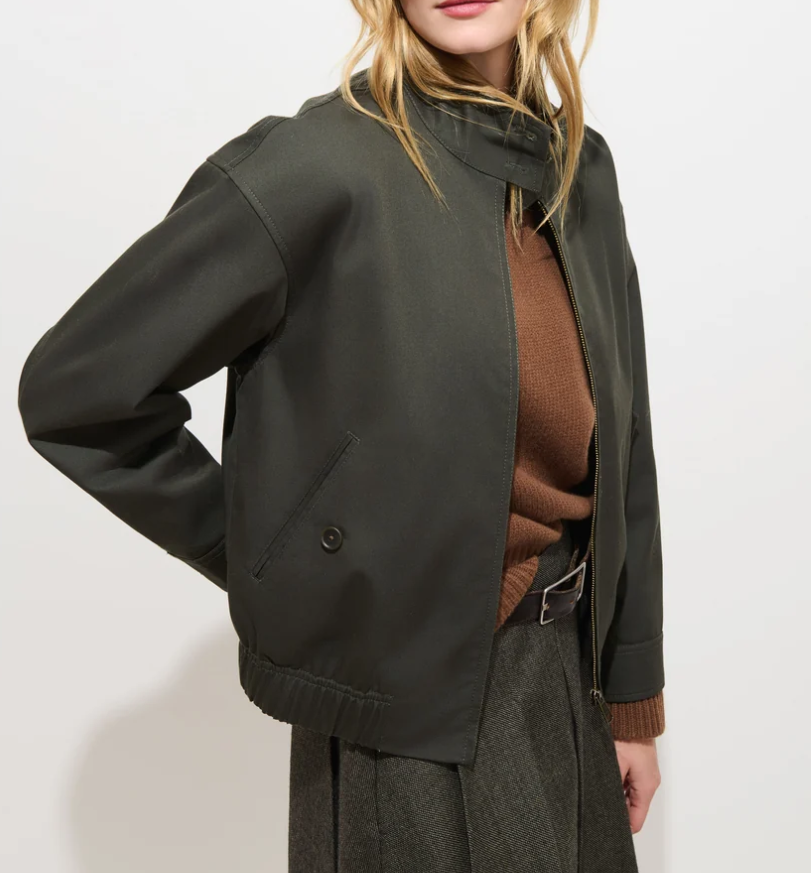 BRIGHTON ZIP JACKET IN TWILL GABARDINE - AUTUMN GREEN