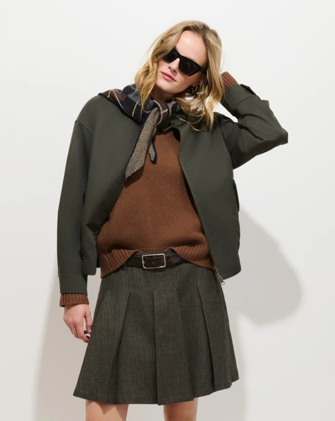 BRIGHTON ZIP JACKET IN TWILL GABARDINE - AUTUMN GREEN