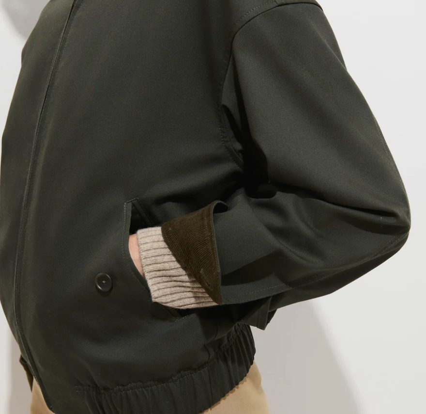 BRIGHTON ZIP JACKET IN TWILL GABARDINE - AUTUMN GREEN