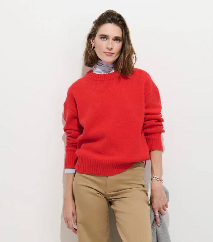 NOTTINGHILL SWEATER IN WOOL COTTON BLEND - BRIGHT RED