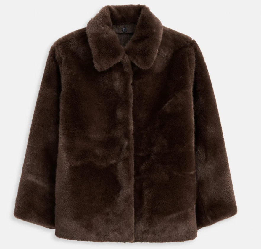 DUANE ST JACKET IN FAUX FUR - DARK BROWN