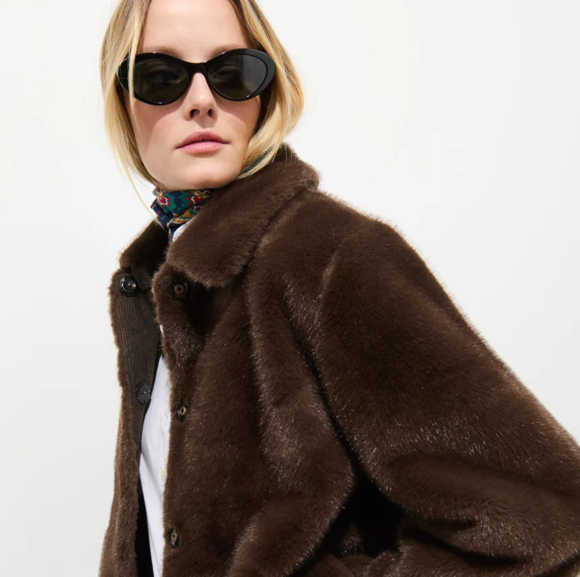 DUANE ST JACKET IN FAUX FUR - DARK BROWN