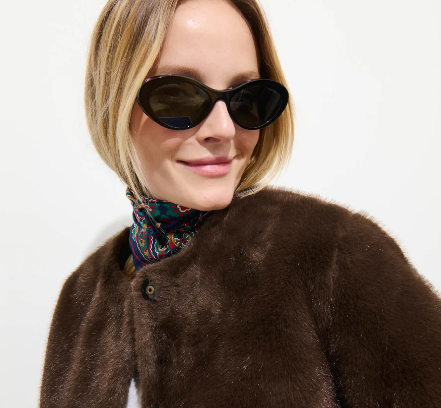 DUANE ST JACKET IN FAUX FUR - DARK BROWN