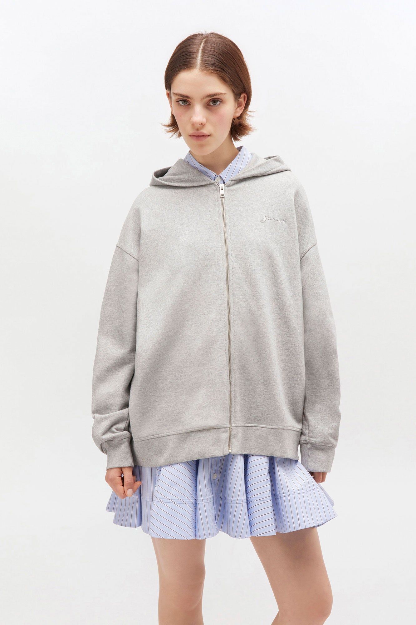 GREY TEDDY ZIP HOODIE