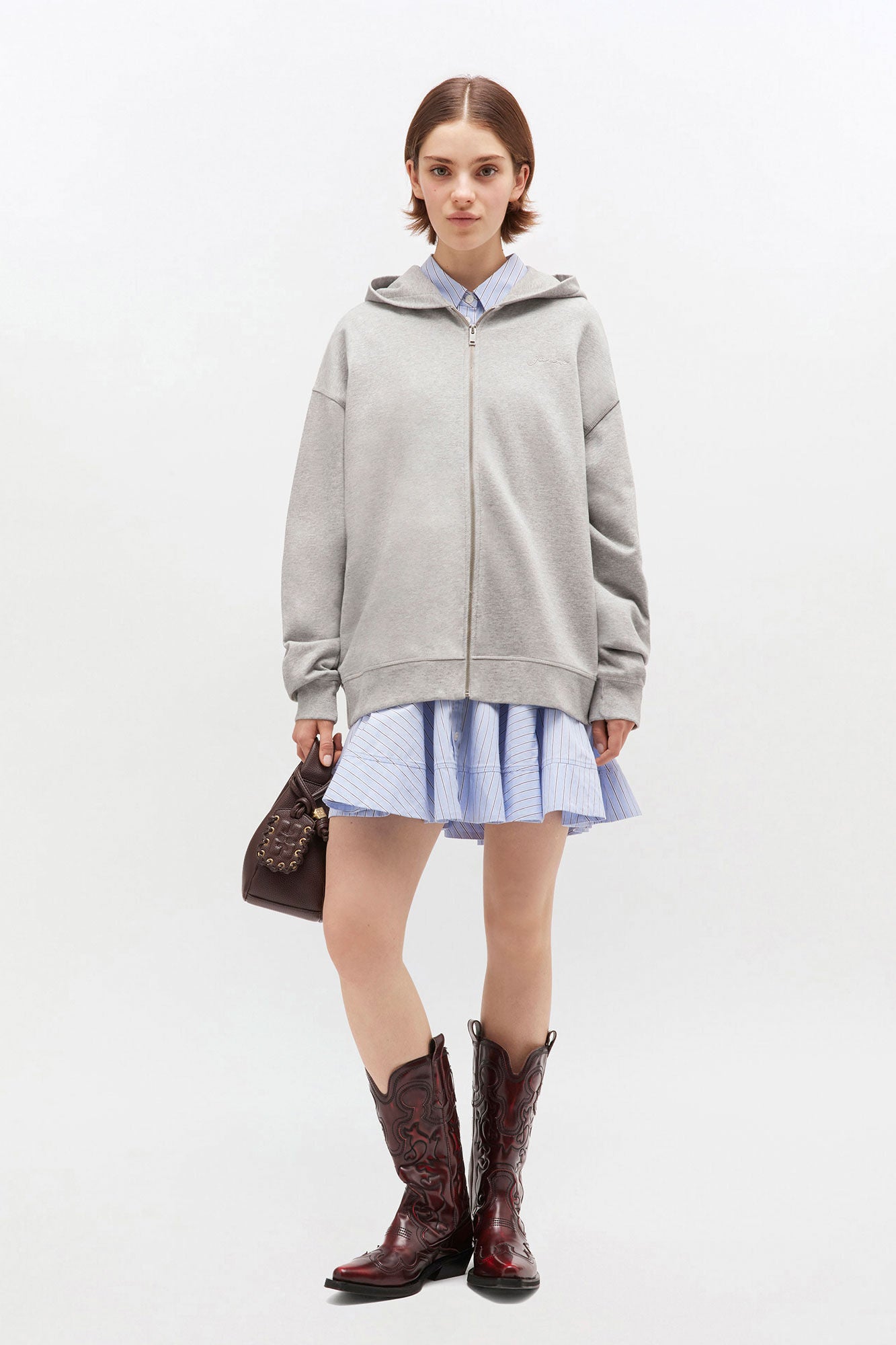 GREY TEDDY ZIP HOODIE