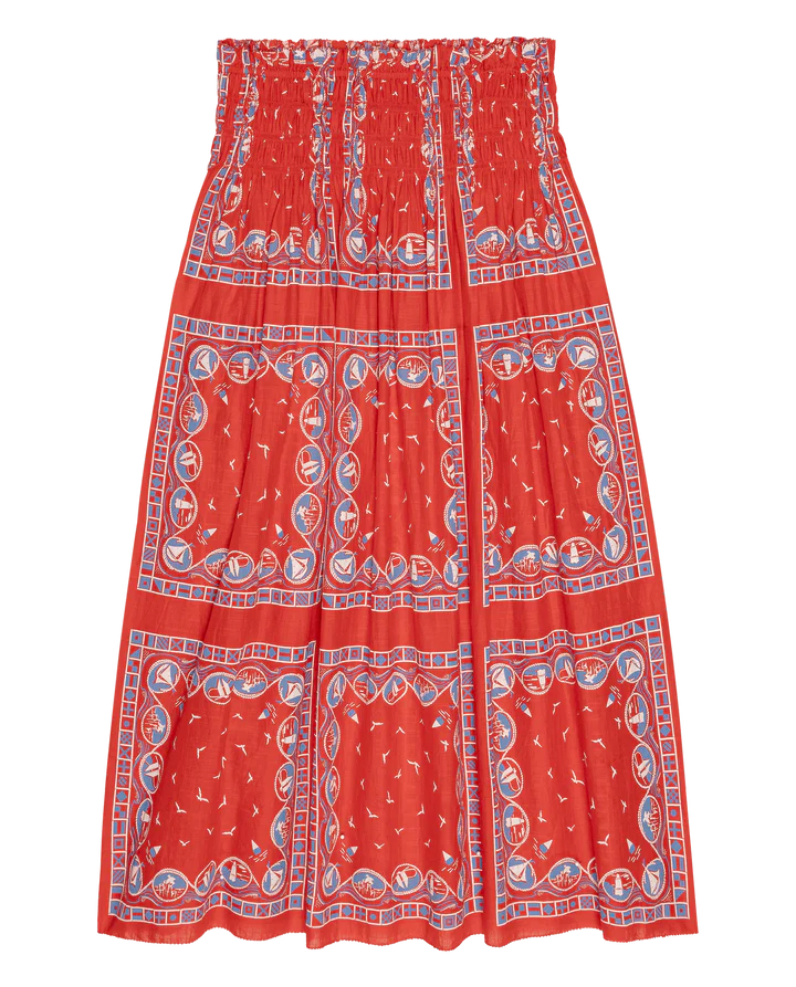 THE CANARY SKIRT - RED SAILBOAT BANDANA
