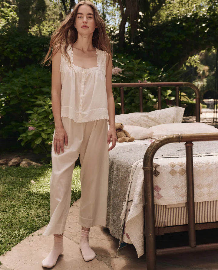 THE EYELET EASY SLEEP PANT - TRUE WHITE