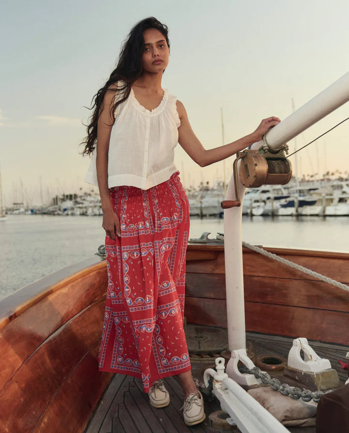 THE CANARY SKIRT - RED SAILBOAT BANDANA