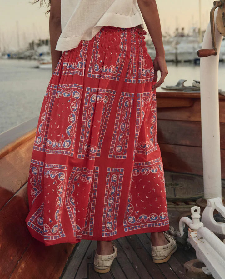 THE CANARY SKIRT - RED SAILBOAT BANDANA