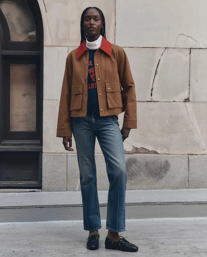 THE SWINGY JACKET - RUST WITH BRIGHT RED