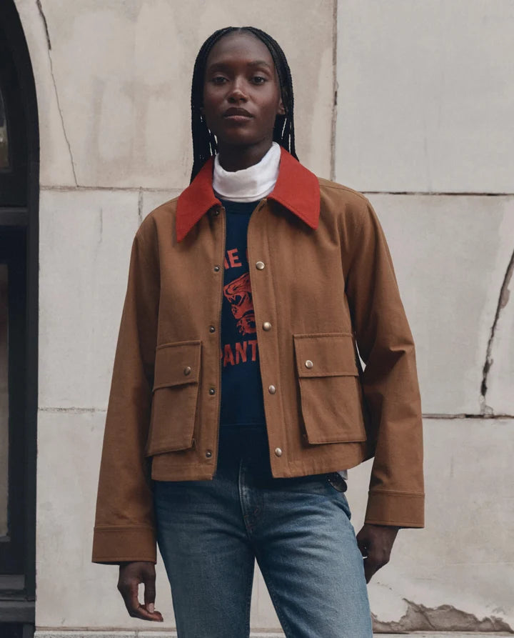 THE SWINGY JACKET - RUST WITH BRIGHT RED