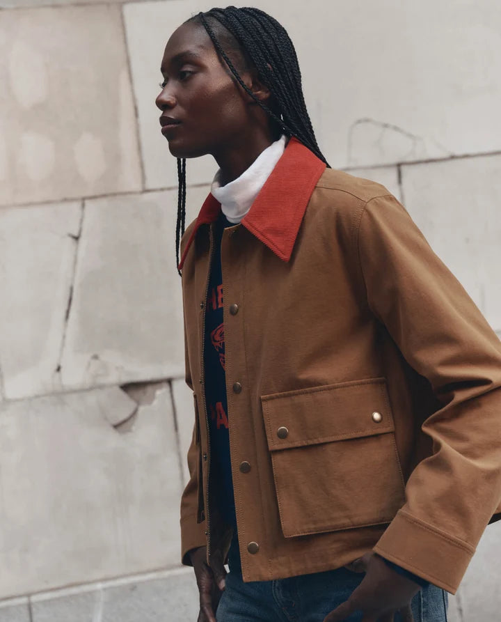 THE SWINGY JACKET - RUST WITH BRIGHT RED