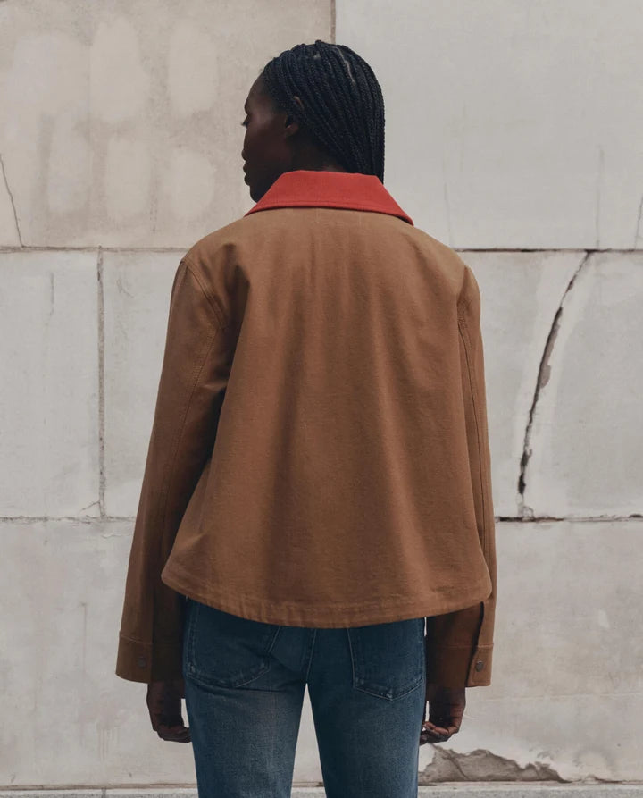 THE SWINGY JACKET - RUST WITH BRIGHT RED