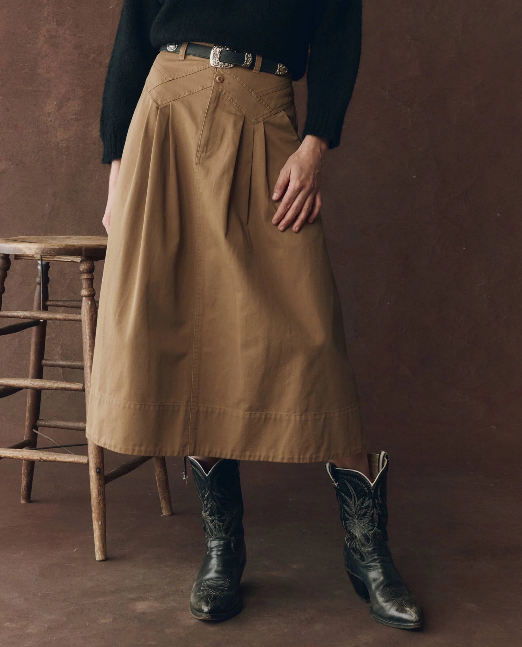 THE FIELD SKIRT - TOBACCO