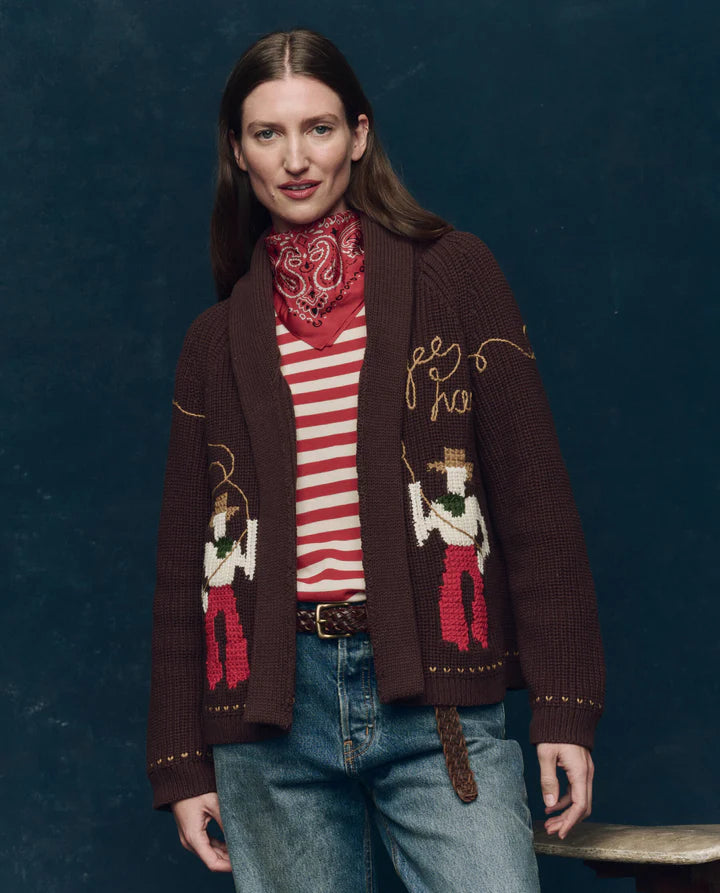 THE LASSO LODGE CARDIGAN - UMBER
