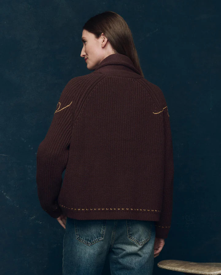 THE LASSO LODGE CARDIGAN - UMBER