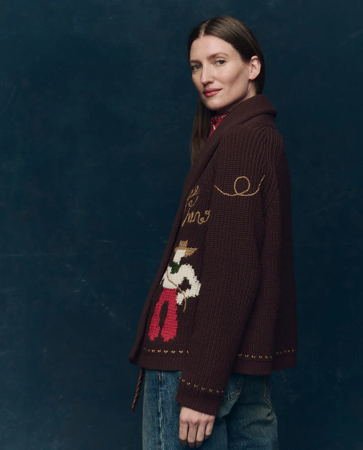 THE LASSO LODGE CARDIGAN - UMBER