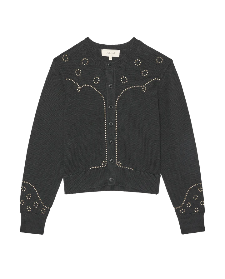 THE STUDDED CARDIGAN - BLACK