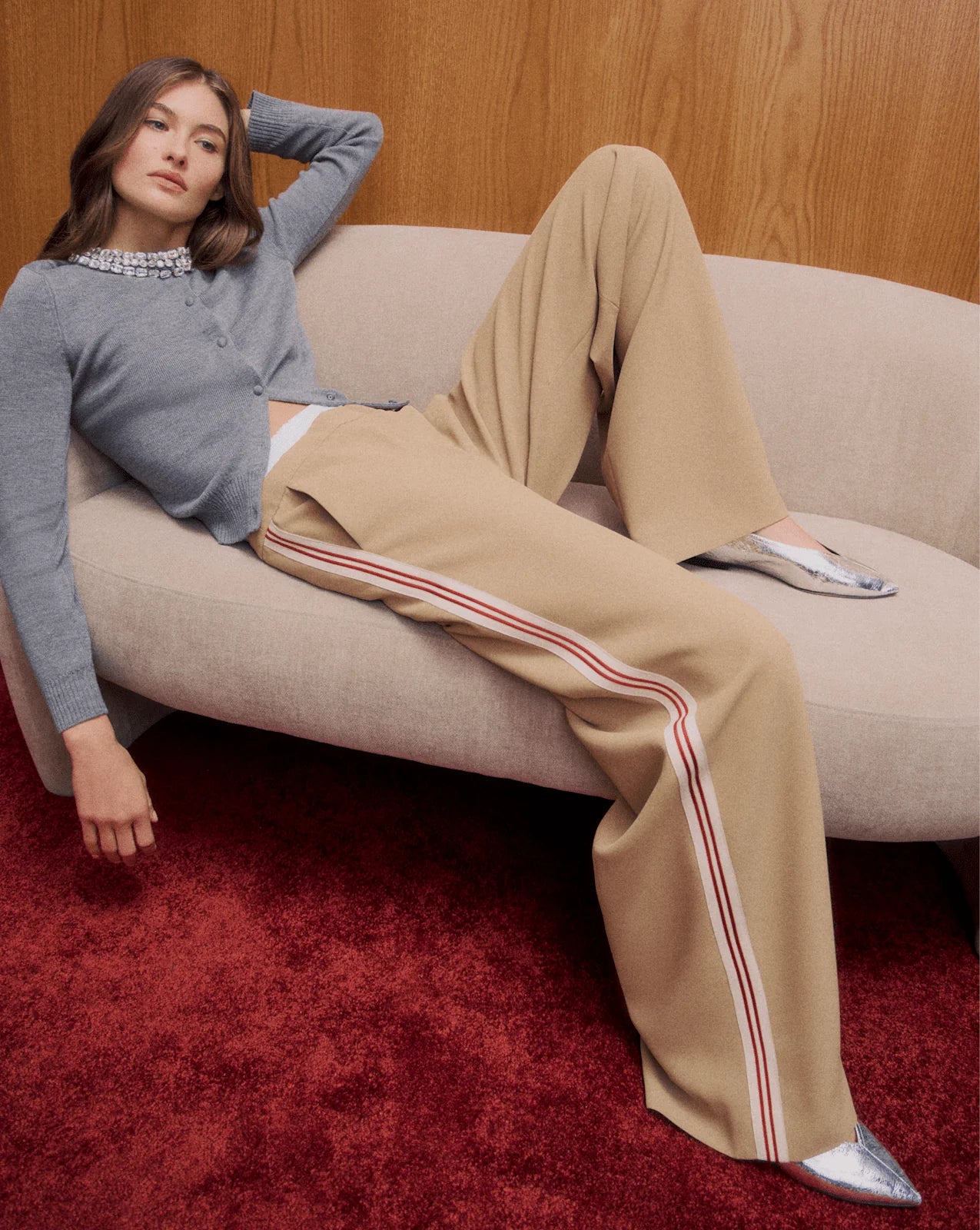 DARO EMBELLISHED CARDIGAN - DARK HEATHER GREY