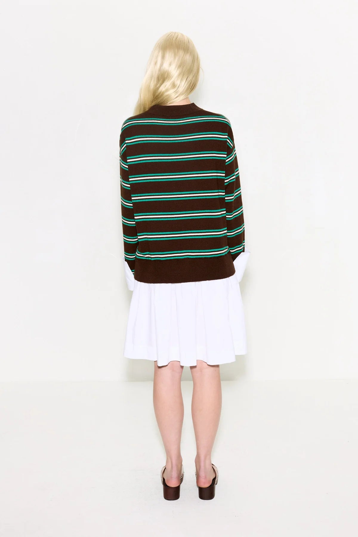 PIP POPLIN COMBO DRESS - ZINGY GREEN & BROWN