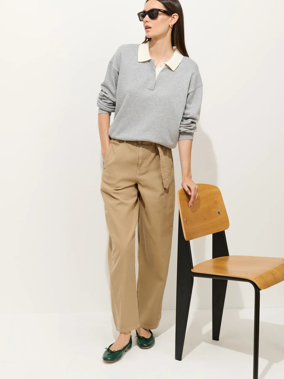 BOND ST POLO IN COTTON CASHMERE - GREY FLANNEL