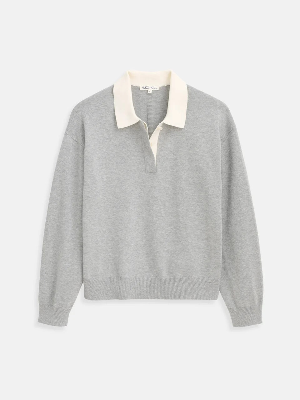 BOND ST POLO IN COTTON CASHMERE - GREY FLANNEL