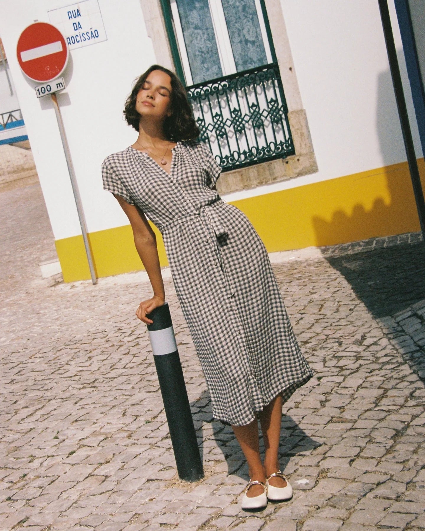 CAP SLEEVE MAXI SHIRT DRESS - IVORY CHECK PLAID