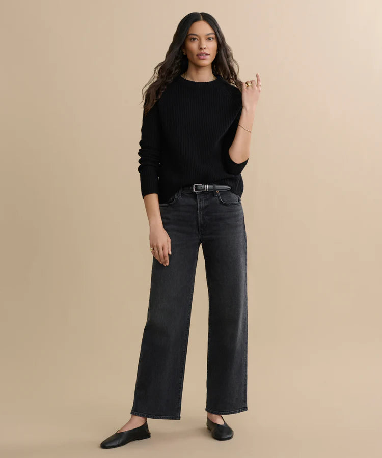 CASHMERE FISHERMAN SWEATER - BLACK