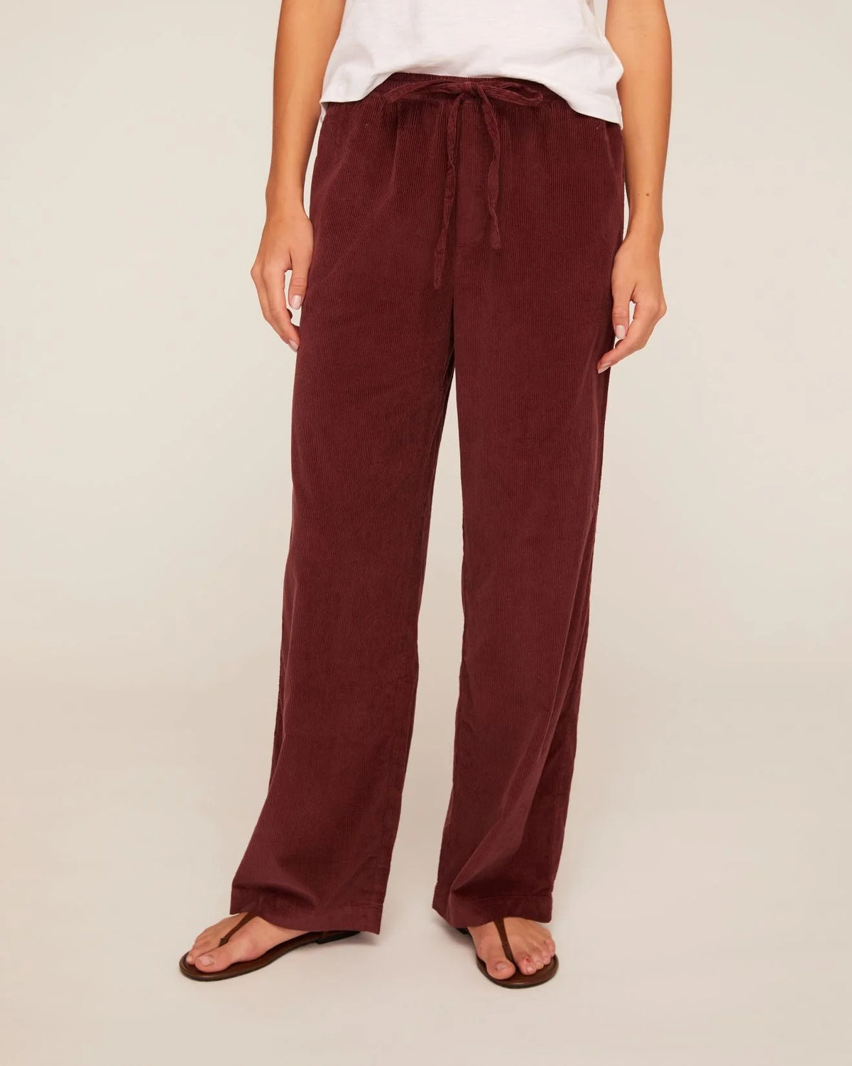 CORDUROY DRAWSTRING PANT - MAHOGANY