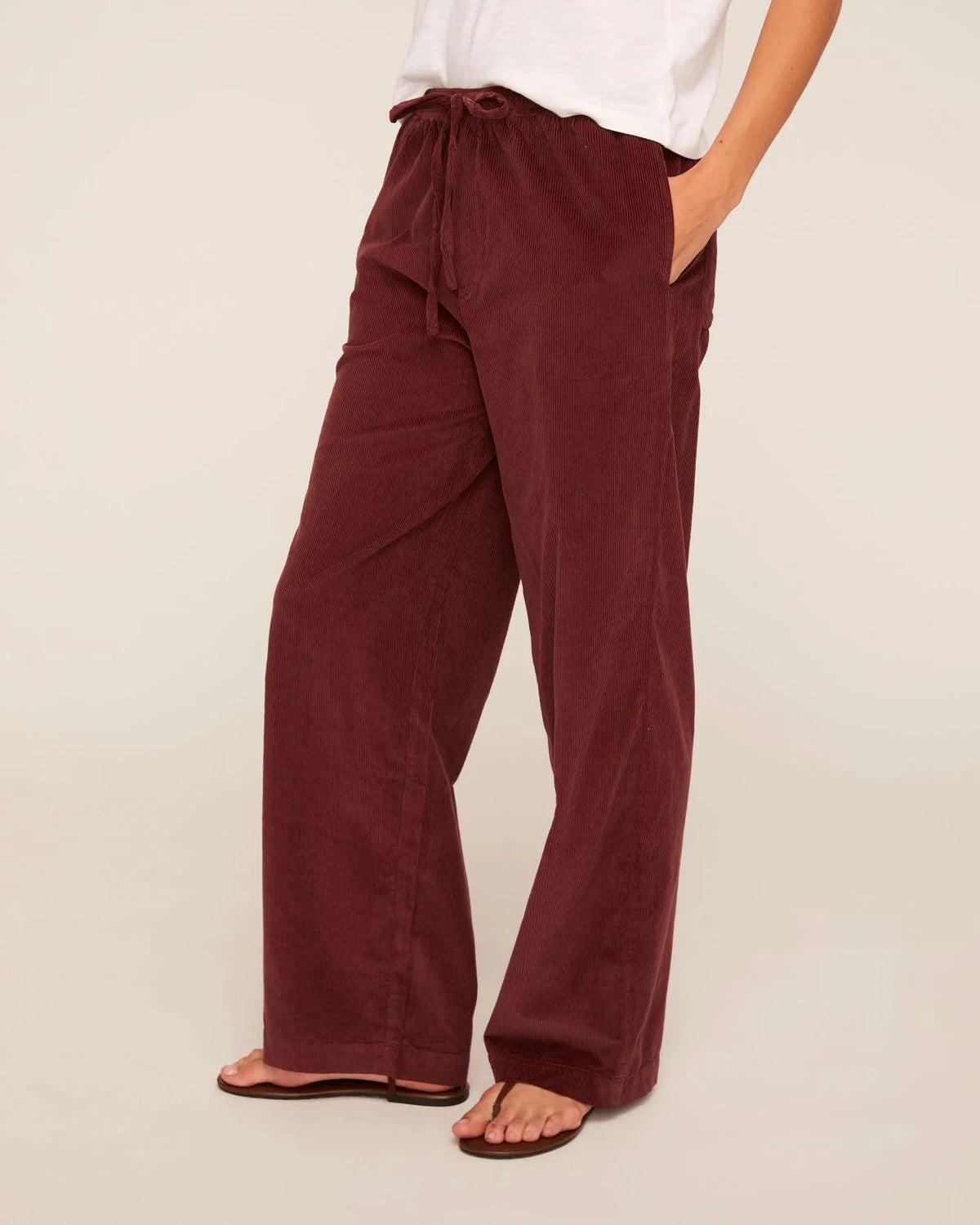 CORDUROY DRAWSTRING PANT - MAHOGANY