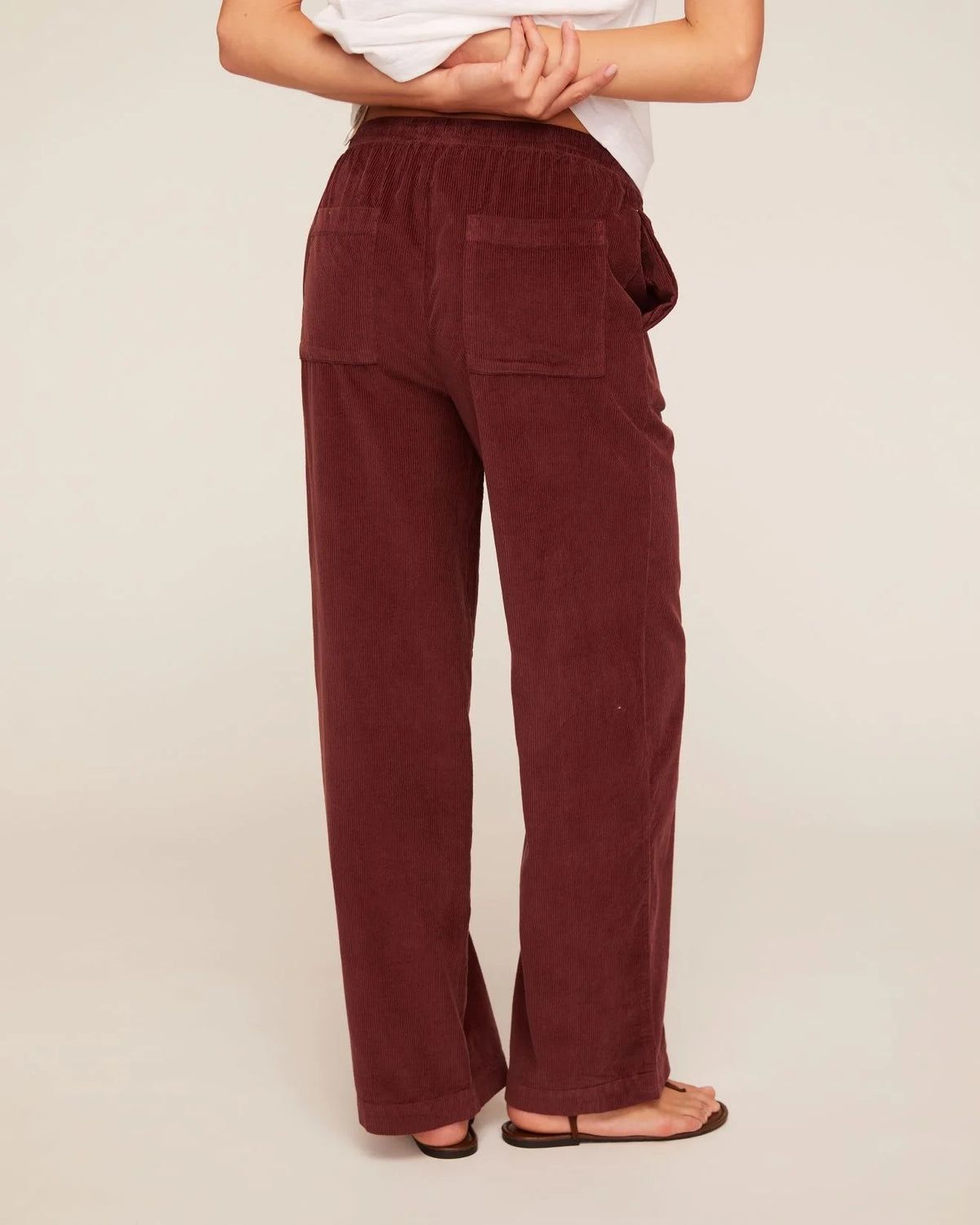 CORDUROY DRAWSTRING PANT - MAHOGANY