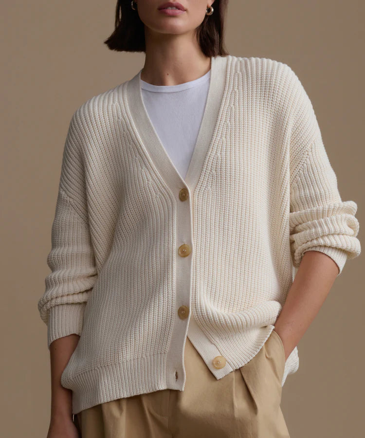 COTTON COCOON CARDIGAN - IVORY