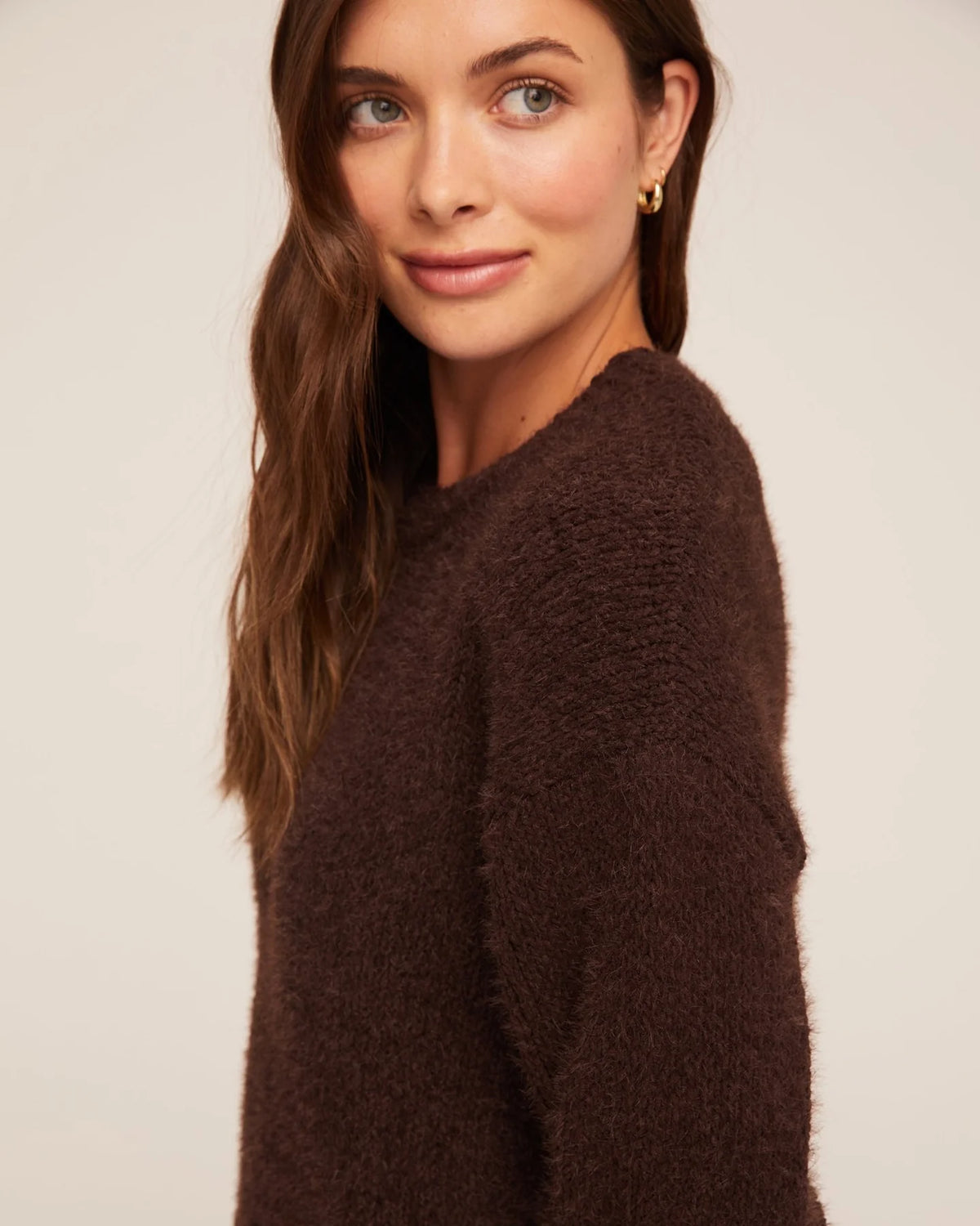 DROP SHOULDER SWEATER - DARK CHESTNUT