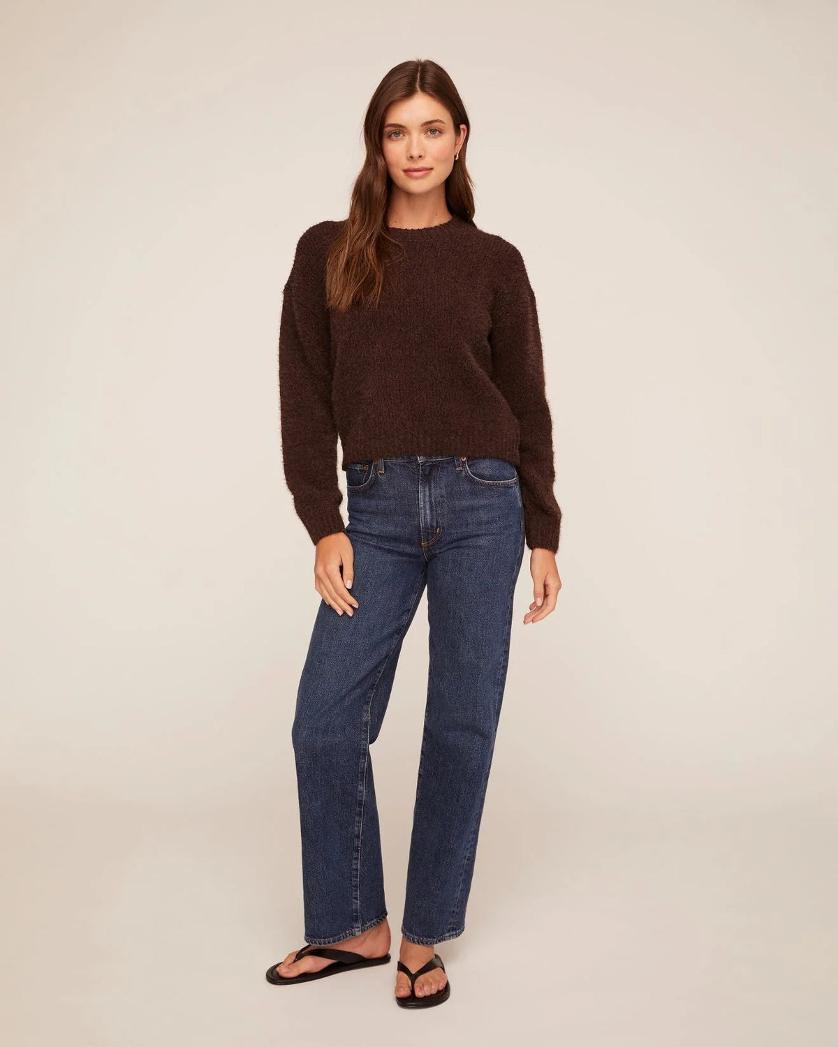 DROP SHOULDER SWEATER - DARK CHESTNUT